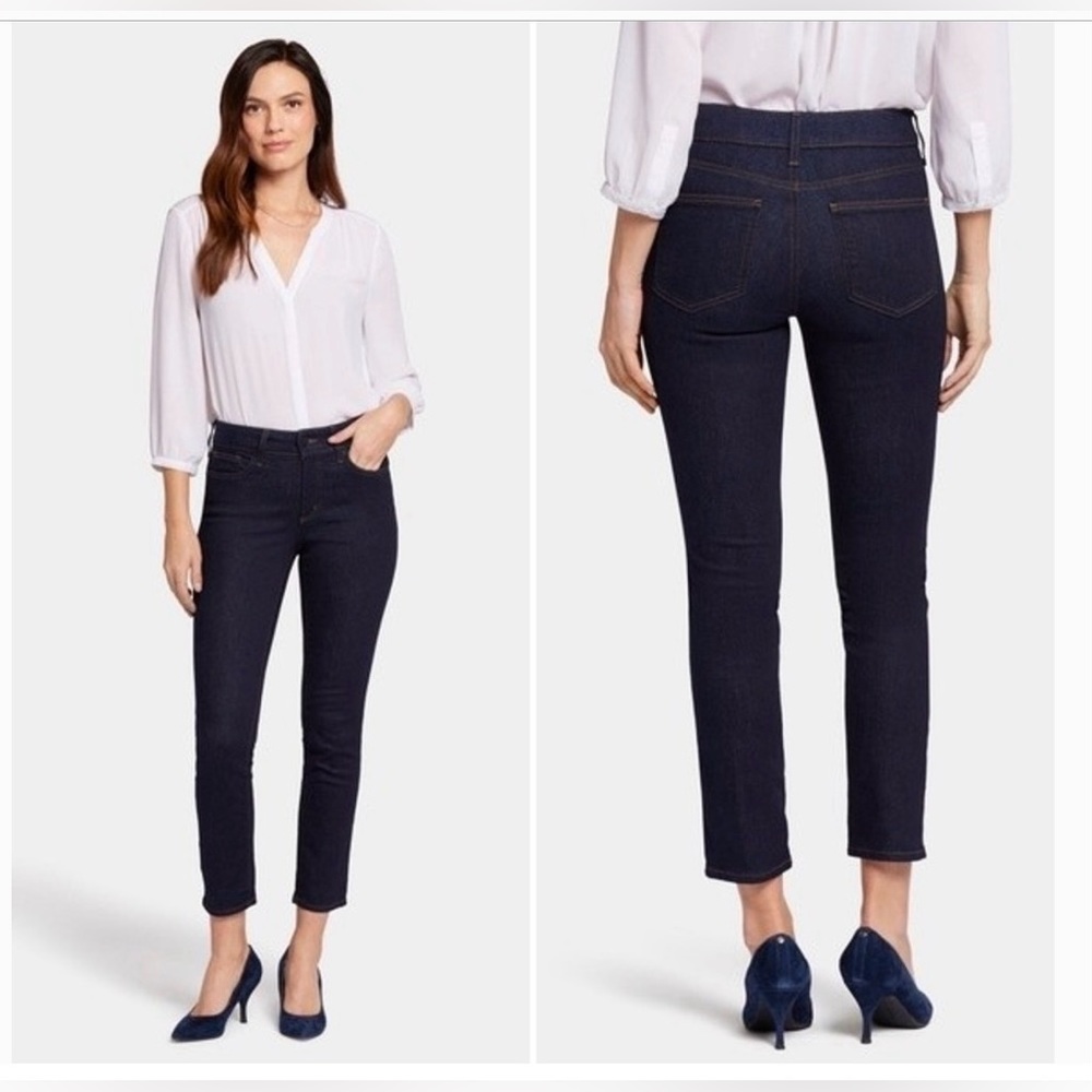 NYDJ Alina Ankle Skinny Curve Contouring Construction Blue Dark Wash Jeans